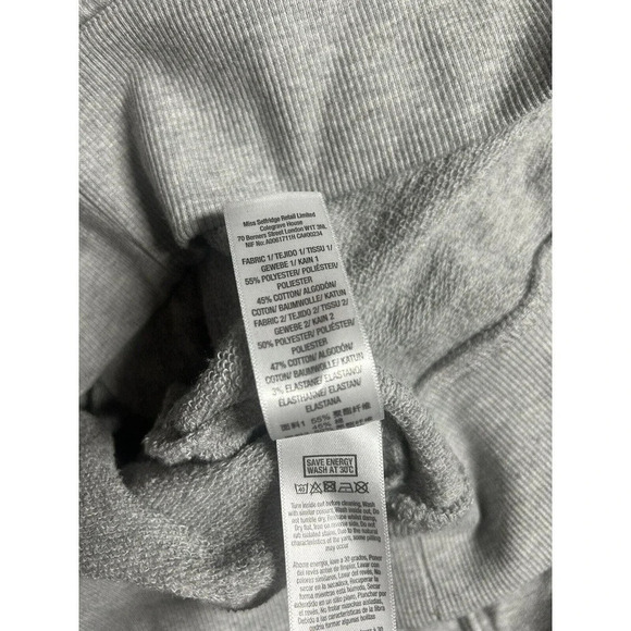 Miss Selfridge Women’s Cut Out V-Neck Sweatshirt Shirt Size 12 Grey - Picture 13 of 13